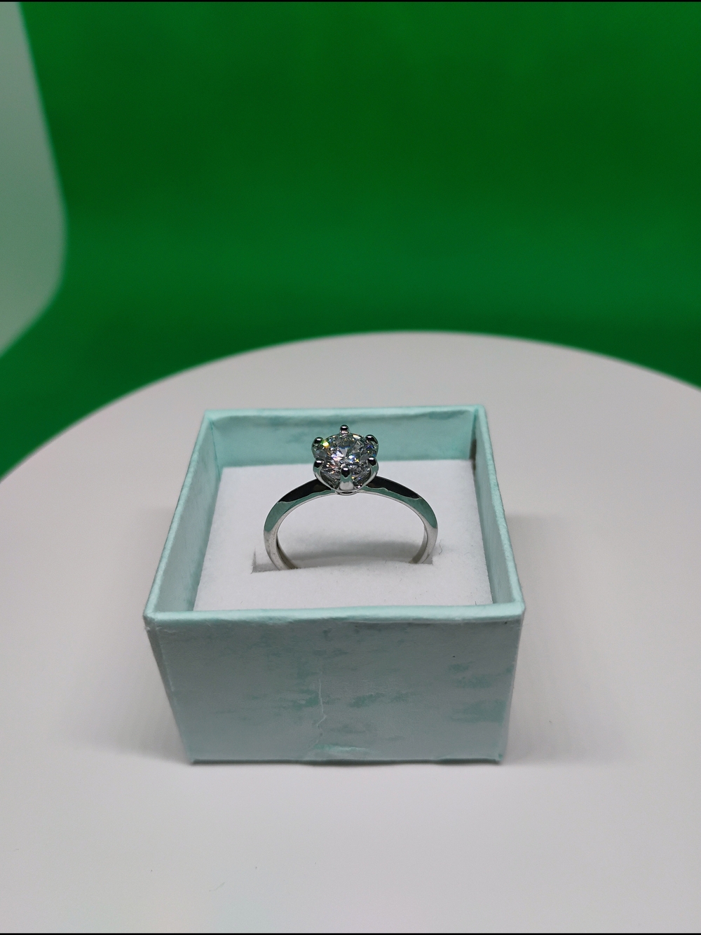 Sterling Silver Solitaire CZ Engagement Ring Adjustable Size